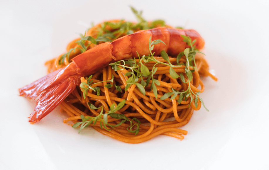 Spaghetti mit Gambas und Tomatensauce